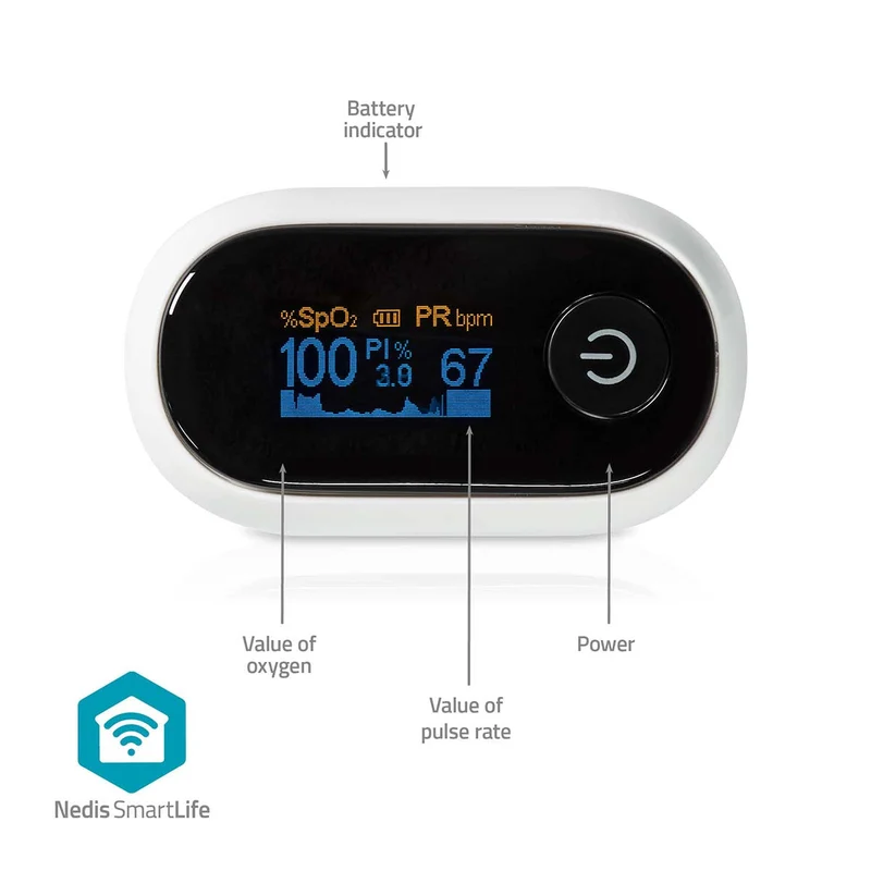 Nedis SmartLife Oxímetro de Pulso Bluetooth