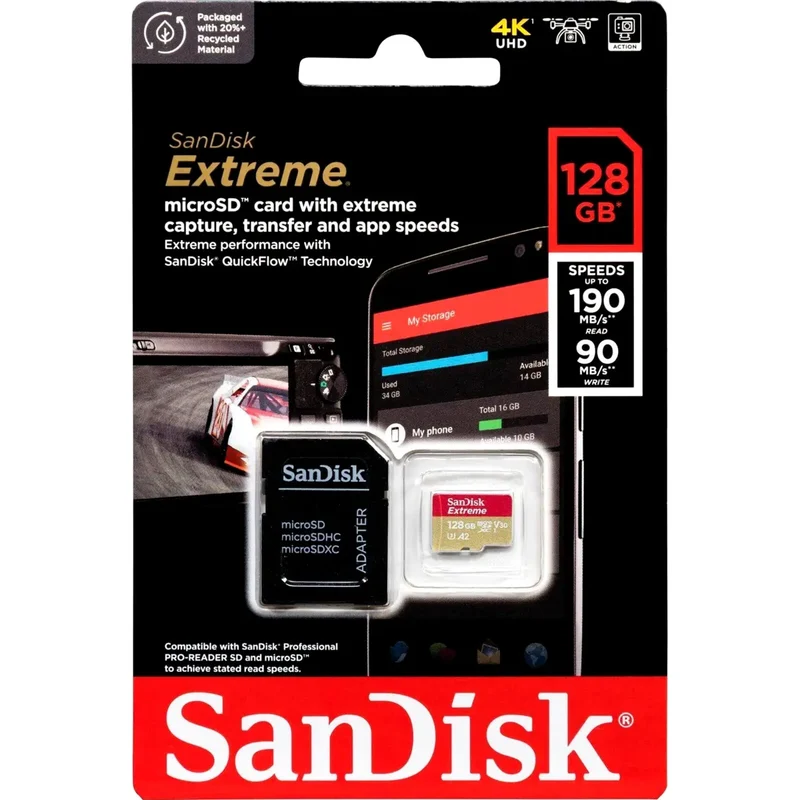 SanDisk Cartão de memória microSDXC Extreme de 128 GB