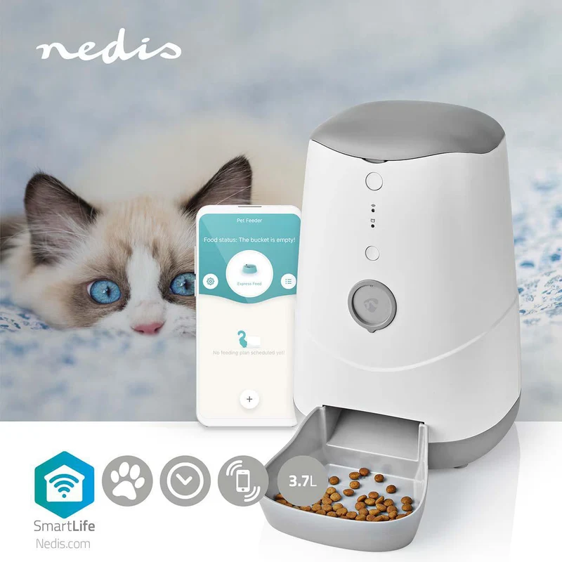 Nedis Dispensador de ração para animais de estimação Smart Wifi