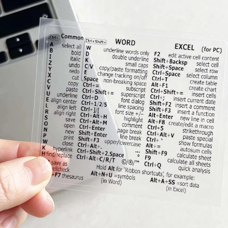 Autocolante de Atalhos para Windows c/ Word e Excel