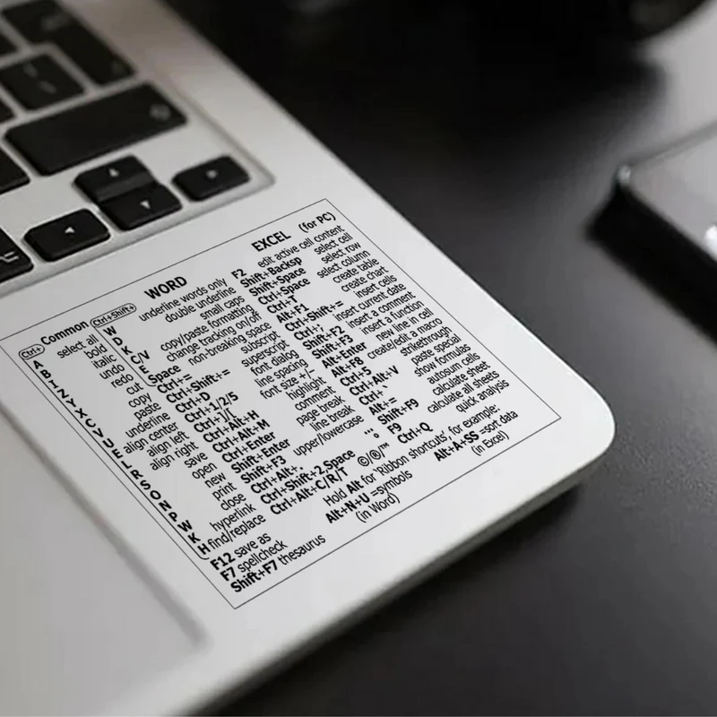 Autocolante de Atalhos para Windows c/ Word e Excel
