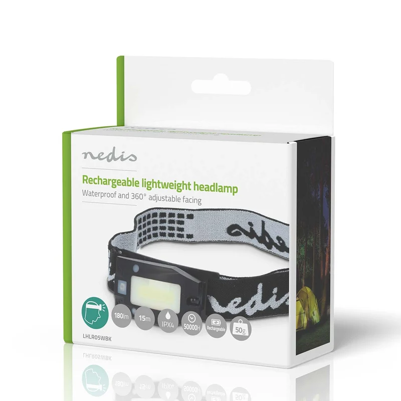 LED hoofdlamp Batterij Gevoed / USB Gevoed - 3.7 V DC - Nominale lichtstroom: 180 lm