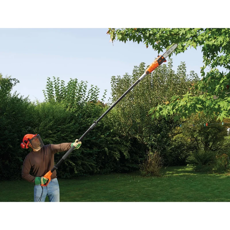 Black and Decker Pole Chainsaw 800W 25cm 230V, Orange/Black