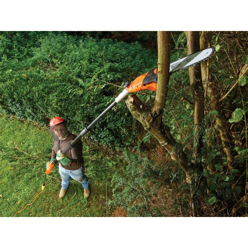 Black and Decker Pole Chainsaw 800W 25cm 230V, Orange/Black