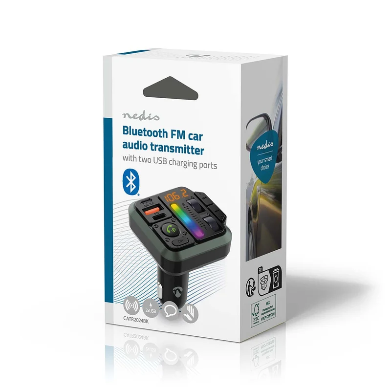 FM-Audiotransmitter voor Auto Gefixeerd - Handenvrij bellen / Luidsprekerfunctie - 1.00"