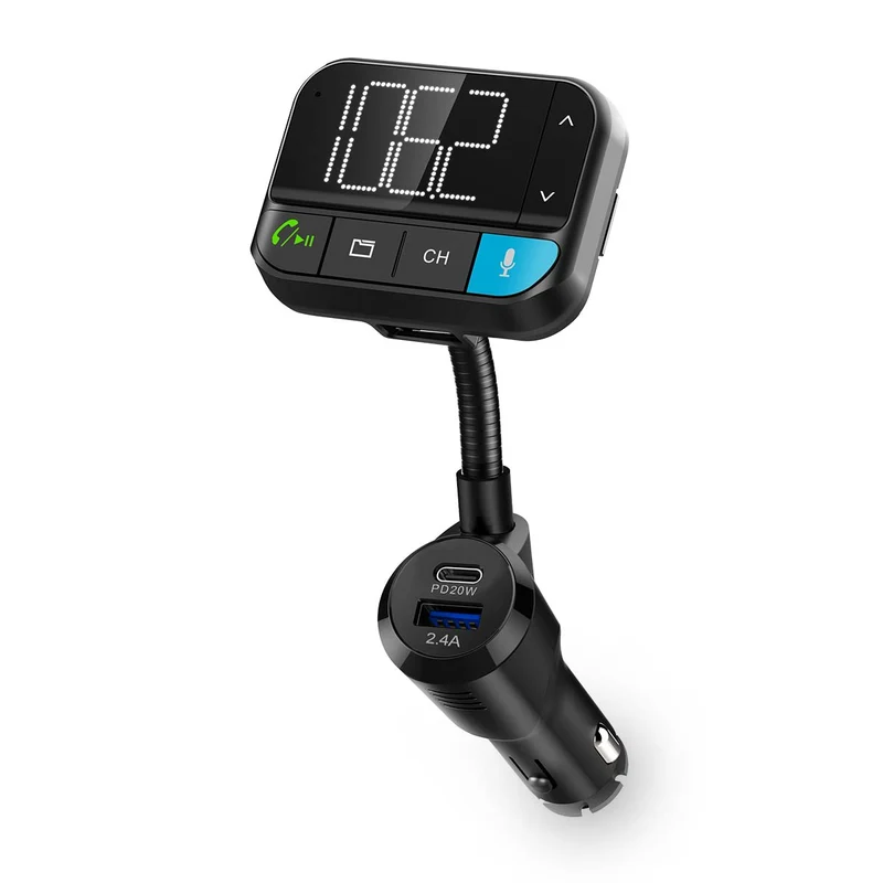 FM-Audiotransmitter voor Auto Zwanenhals - Handenvrij bellen / Luidsprekerfunctie - 2.00"