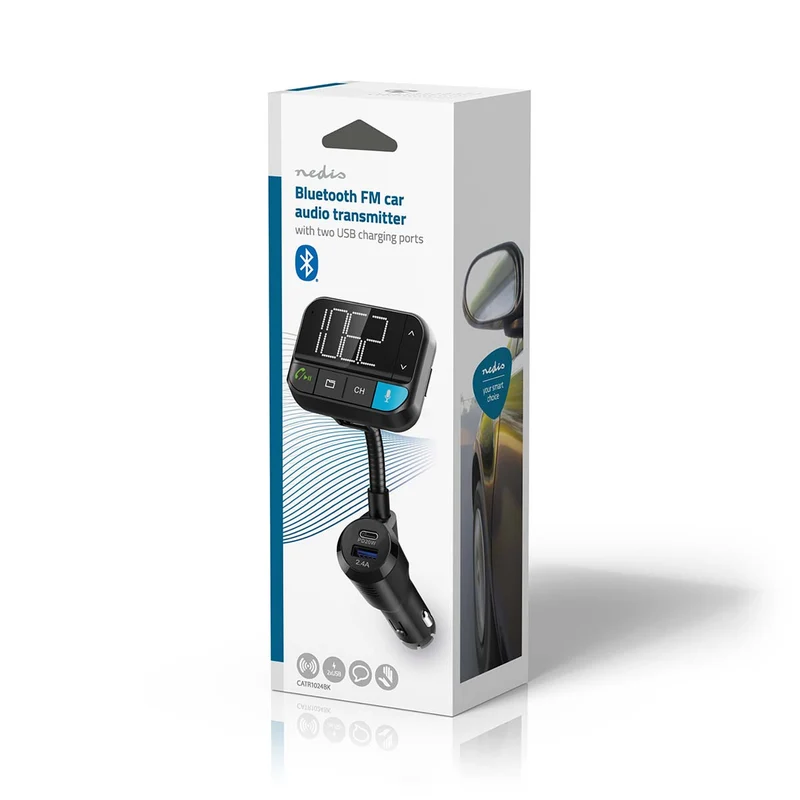 FM-Audiotransmitter voor Auto Zwanenhals - Handenvrij bellen / Luidsprekerfunctie - 2.00"