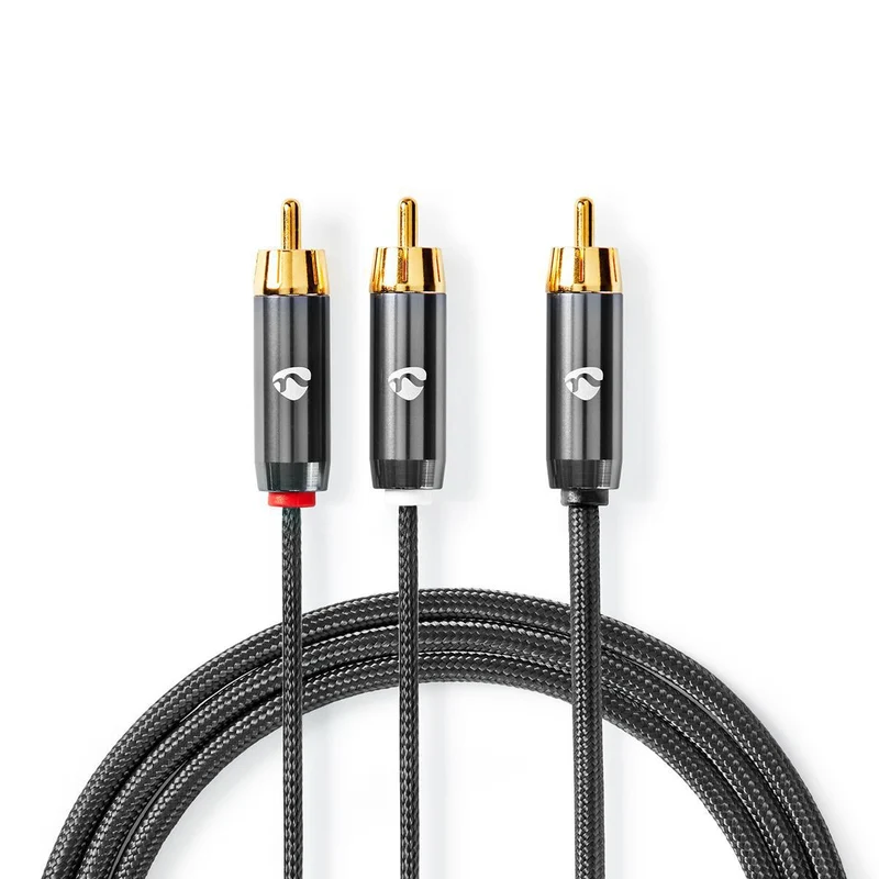 Subwoofer-Kabel RCA Male - 2x RCA Male - Verguld