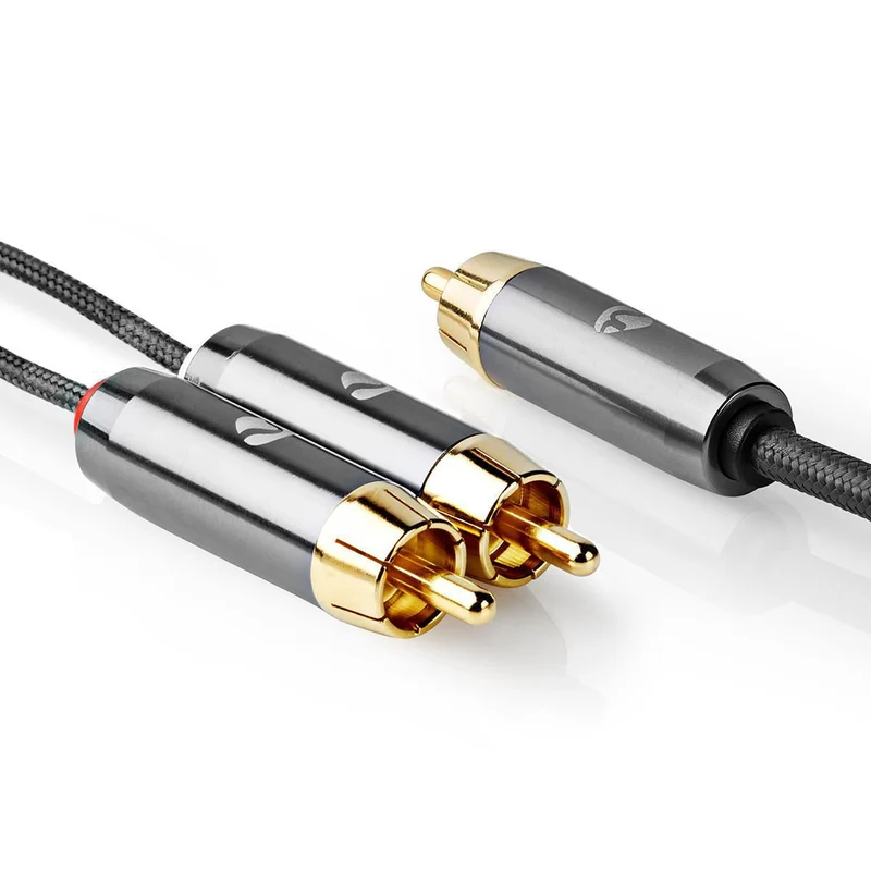Subwoofer-Kabel RCA Male - 2x RCA Male - Verguld