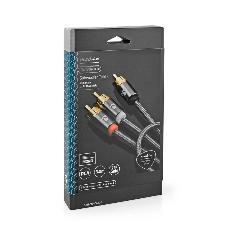 Subwoofer-Kabel RCA Male - 2x RCA Male - Verguld