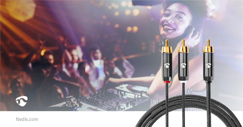 Subwoofer-Kabel RCA Male - 2x RCA Male - Verguld