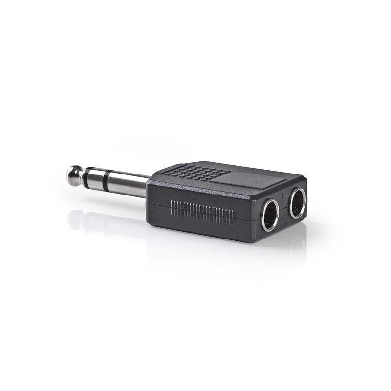 Stereo-Audioadapter 6,35 mm Male - 2x 6,35 mm Female - Vernikkeld