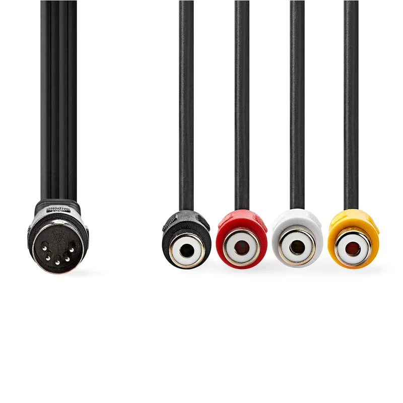 DIN-Audiokabel DIN 5-Pins Male - 4x RCA Female - Vernikkeld