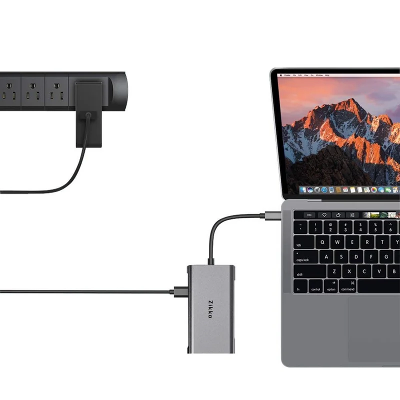 Zikko USB-C 11-i1 Hub med HDMI 4xUSB VGA SD kort og ethernet