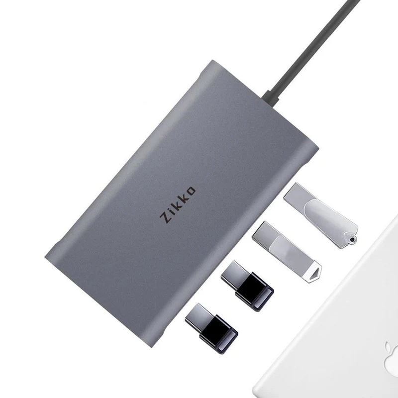 Zikko USB-C 11-i1 Hub med HDMI 4xUSB VGA SD kort og ethernet