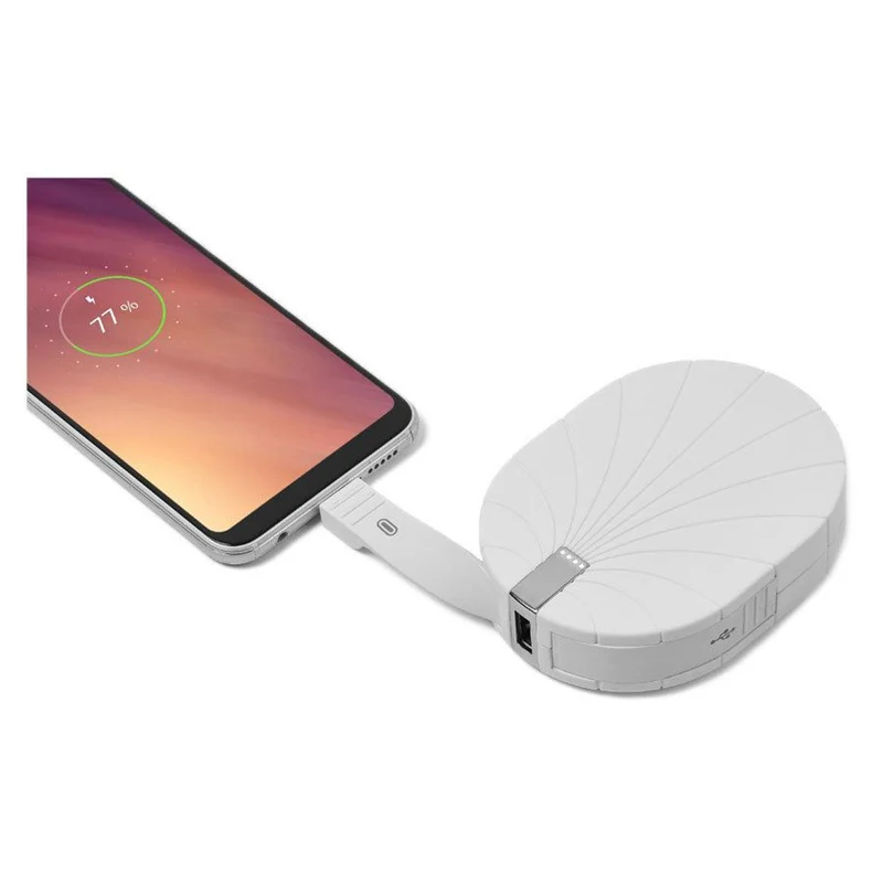 Lexon Bali 10000 mAh powerbank m. indbygget USB-C og USB-A kabel, Hvid