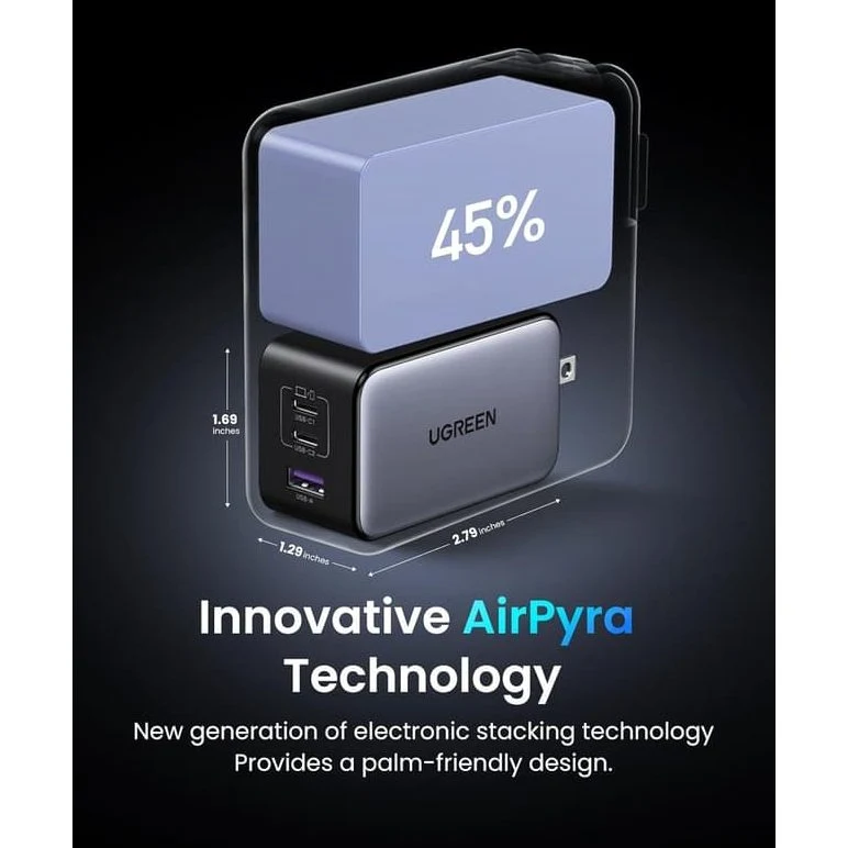 Ugreen Nexode X 100W GaN Charger USB + 2x USB-C, Grey
