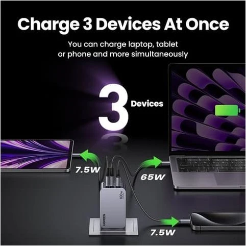 Ugreen Nexode X 100W GaN Charger USB + 2x USB-C, Grey