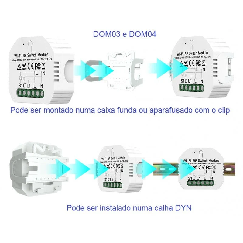 Moes Módulo Interruptor de 1 Canal - Smart WiFi + RF433