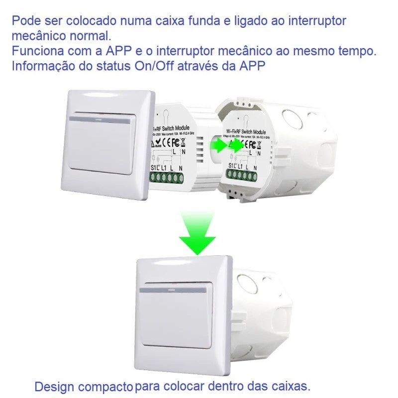 Moes Módulo Interruptor de 1 Canal - Smart WiFi + RF433