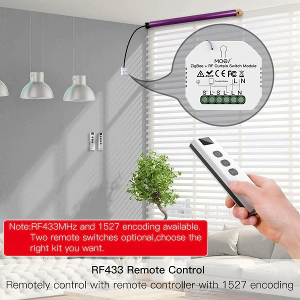 Moes Módulo Interruptor de Estores / persiana / cortina - Smart Zigbee + RF433
