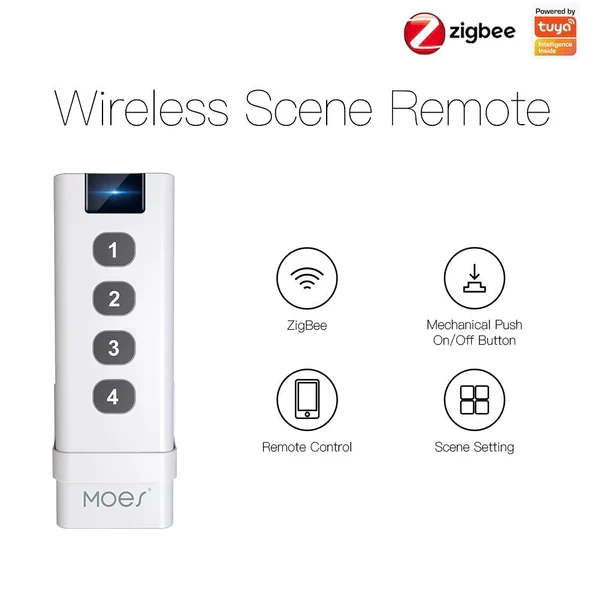 Moes Comando de cenários 4 botões SmartLife Tuya Zigbee