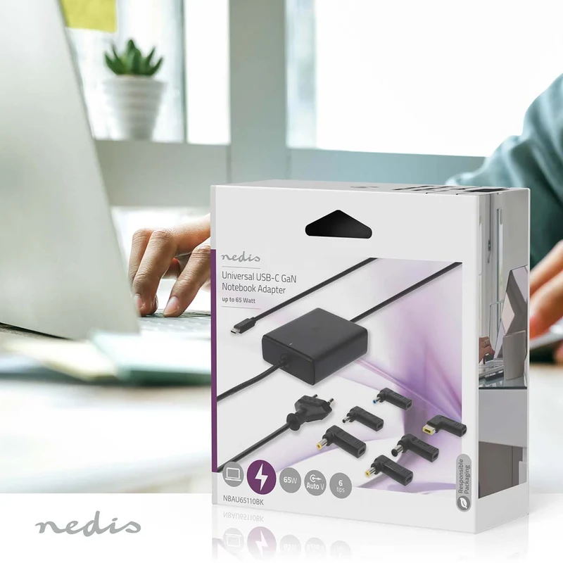 Notebook-Adapter GaN - 65W - 5 / 9 / 12 / 15 / 20 V DC