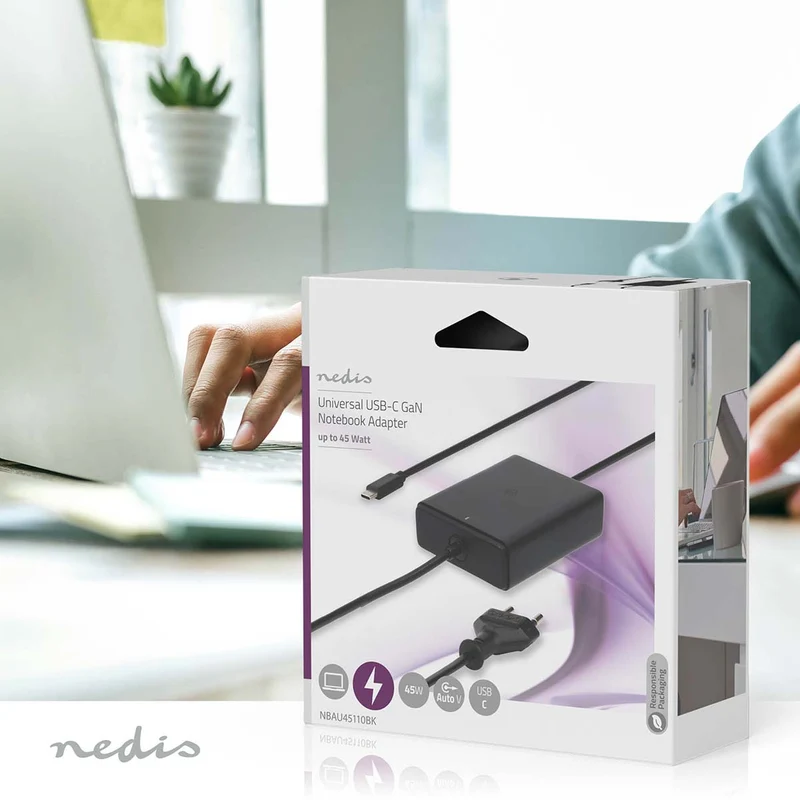 Notebook-Adapter GaN - 45W - 5 / 9 / 12 / 15 / 20 V DC
