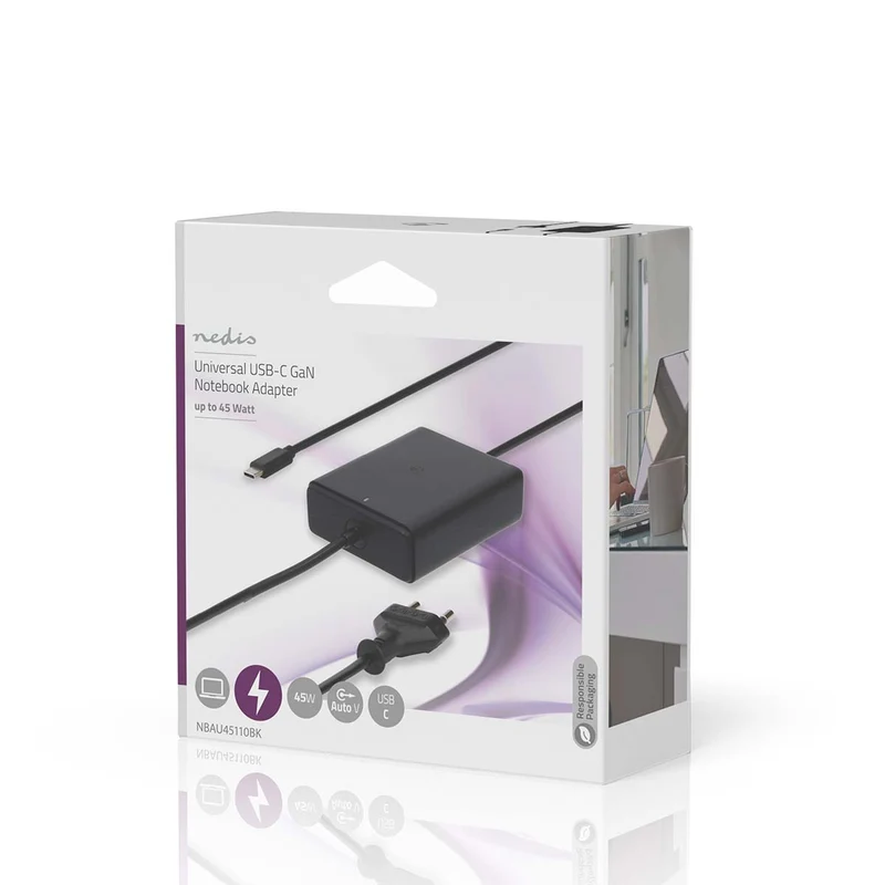 Notebook-Adapter GaN - 45W - 5 / 9 / 12 / 15 / 20 V DC