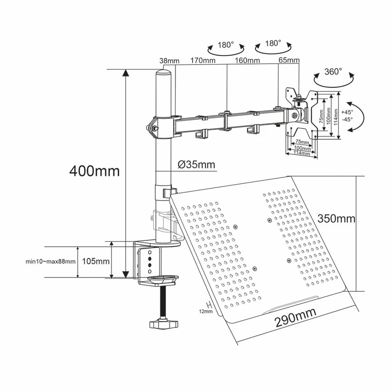 Monitorbeugel voor Bureaus Notebook - 1 Scherm - 15 - 32"