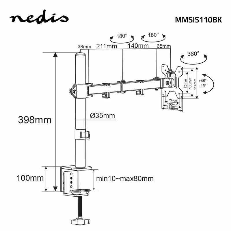 Monitorbeugel voor Bureaus 1 Scherm - 15 - 32" - 75x75 / 100x100