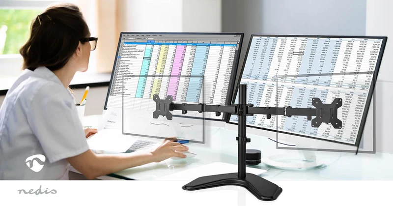 Monitorbeugel voor Bureaus 2 Schermen - 15 - 32" - 75x75 / 100x100