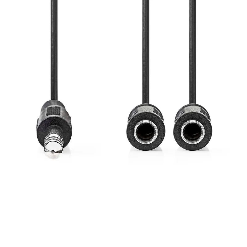 Stereo-Audiokabel 6,35 mm Male - 2x 6,35 mm Female - Vernikkeld