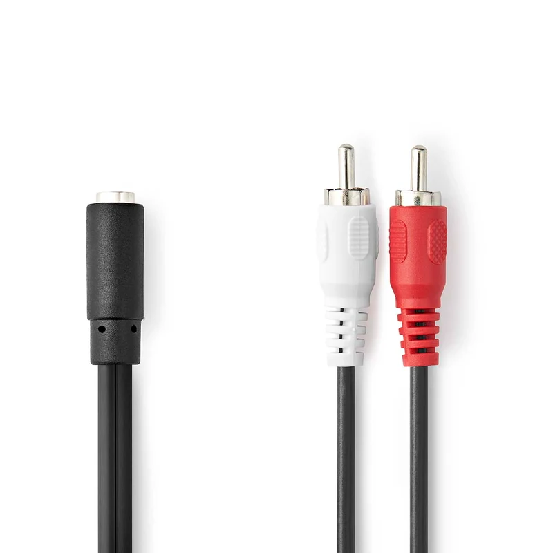 Stereo-Audiokabel 2x RCA Male - 3,5 mm Female - Vernikkeld