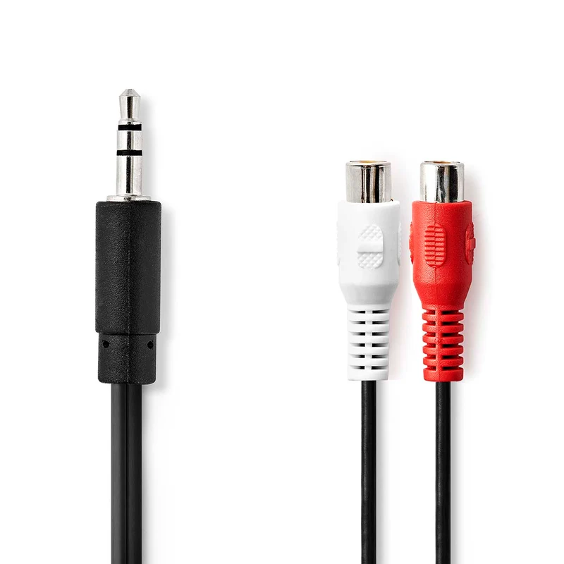 Stereo-Audiokabel 3,5 mm Male - 2x RCA Female - Vernikkeld