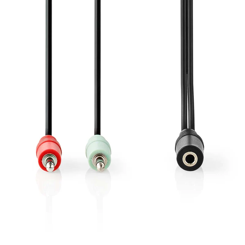 Stereo-Audiokabel 3,5 mm Female - 2x 3,5 mm Male - Vernikkeld