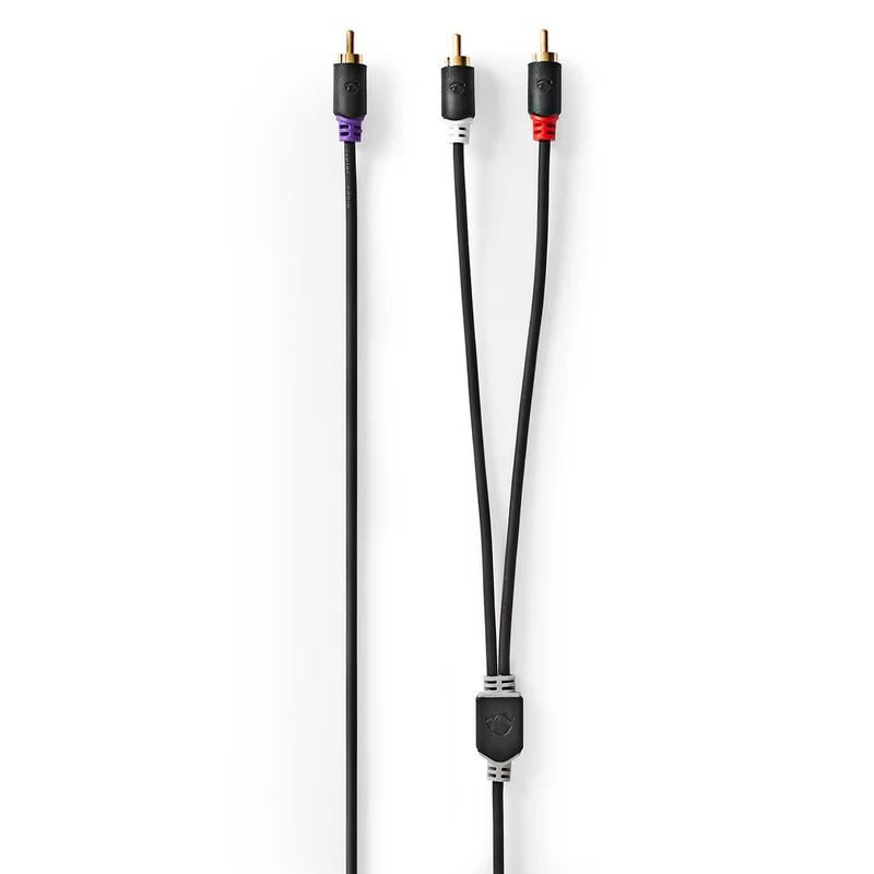 Subwoofer-Kabel RCA Male - 2x RCA Male - Verguld