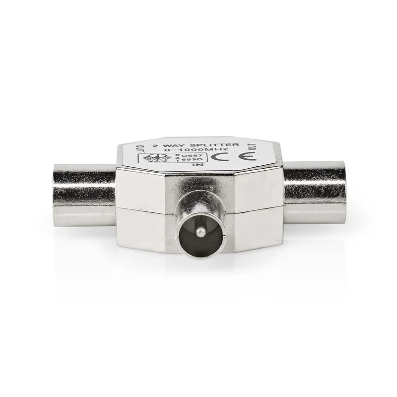 Satelliet- en Antenne-Adapter IEC (Coax) Male - 2x Coax Female - Vernikkeld