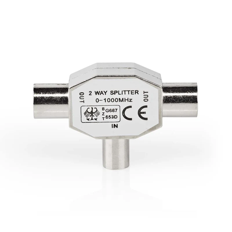 Satelliet- en Antenne-Adapter IEC (Coax) Male - 2x Coax Female - Vernikkeld