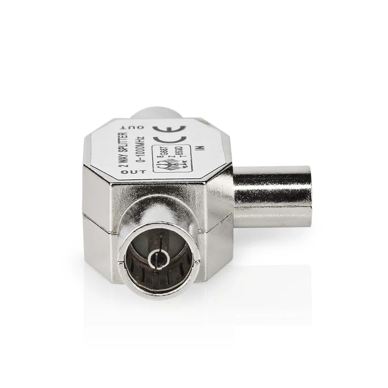 Satelliet- en Antenne-Adapter IEC (Coax) Male - 2x Coax Female - Vernikkeld