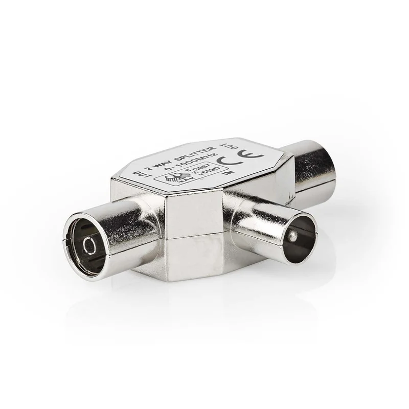 Satelliet- en Antenne-Adapter IEC (Coax) Male - 2x Coax Female - Vernikkeld