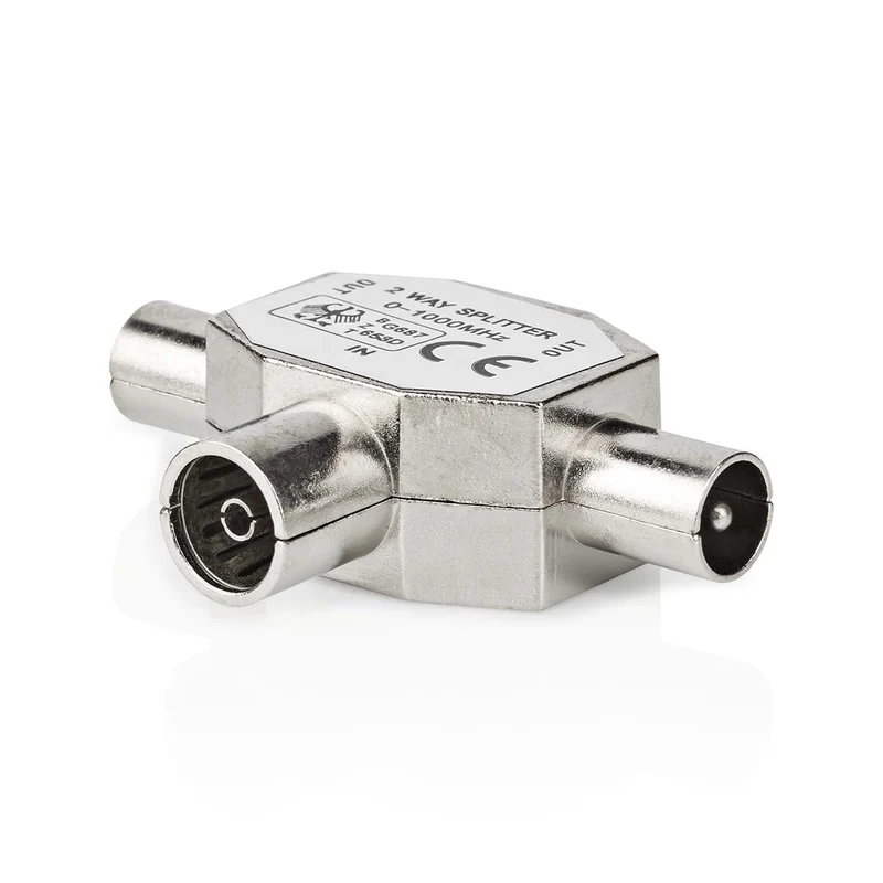 Satelliet- en Antenne-Adapter 2x Coax Male - IEC (Coax) Female - Vernikkeld