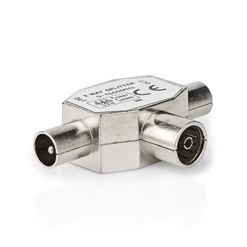 Satelliet- en Antenne-Adapter 2x Coax Male - IEC (Coax) Female - Vernikkeld