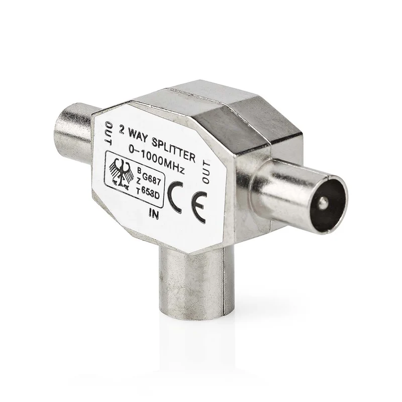 Satelliet- en Antenne-Adapter 2x Coax Male - IEC (Coax) Female - Vernikkeld
