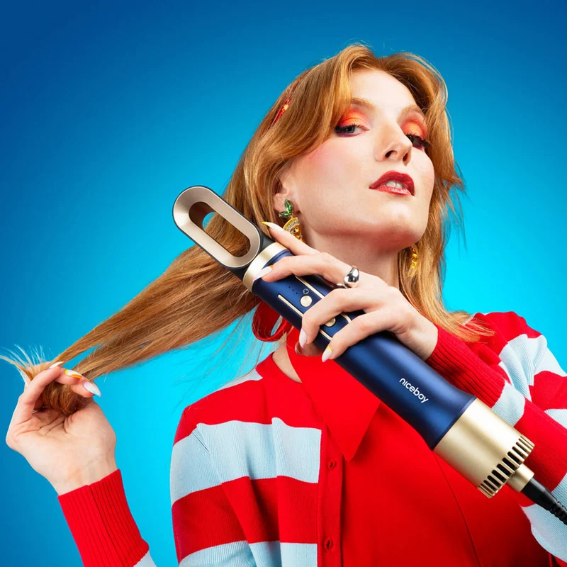Niceboy Airblow PRO Hair MultiStyler, Blå/guld