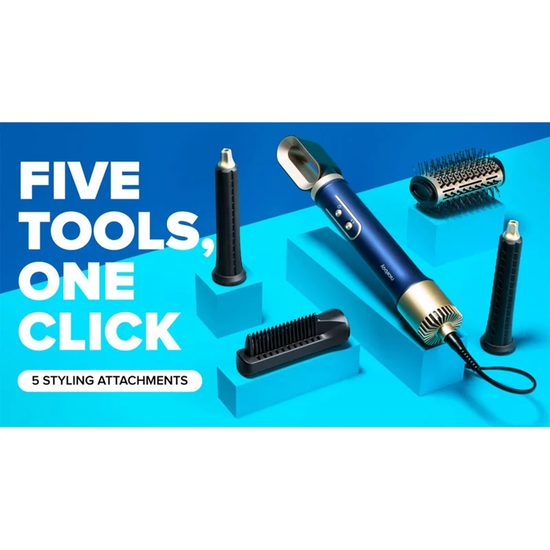 Niceboy Airblow PRO Hair MultiStyler, Blå/guld