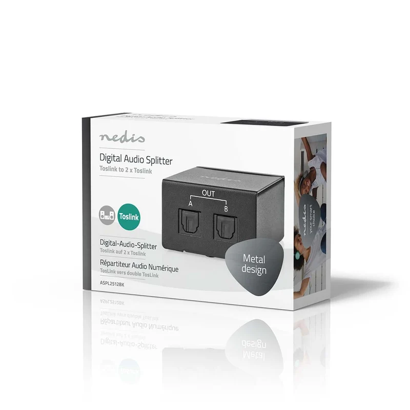 TosLink-Splitter 2-wegs - Ingangen audio / video / data: TosLink Female - Uitgangen audio / video / data: 2x TosLink