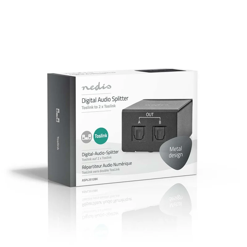 TosLink-Splitter 2-wegs - Ingangen audio / video / data: TosLink Female - Uitgangen audio / video / data: 2x TosLink