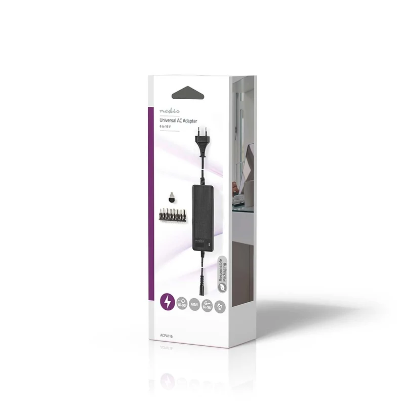 Universele AC-Stroomadapter 60W - 6 / 7.5 / 9 / 12 / 13.5 / 15 / 16 V DC - 1.10m