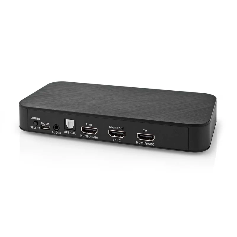 Digitale Audioconverter 2-wegs - Ingangen audio / video / data: DC Power / 1x HDMI™ Input - Uitgangen audio / video / data: 1x 3.5 mm Audio Out / 1x TosLink / 3x HDMI™ Output